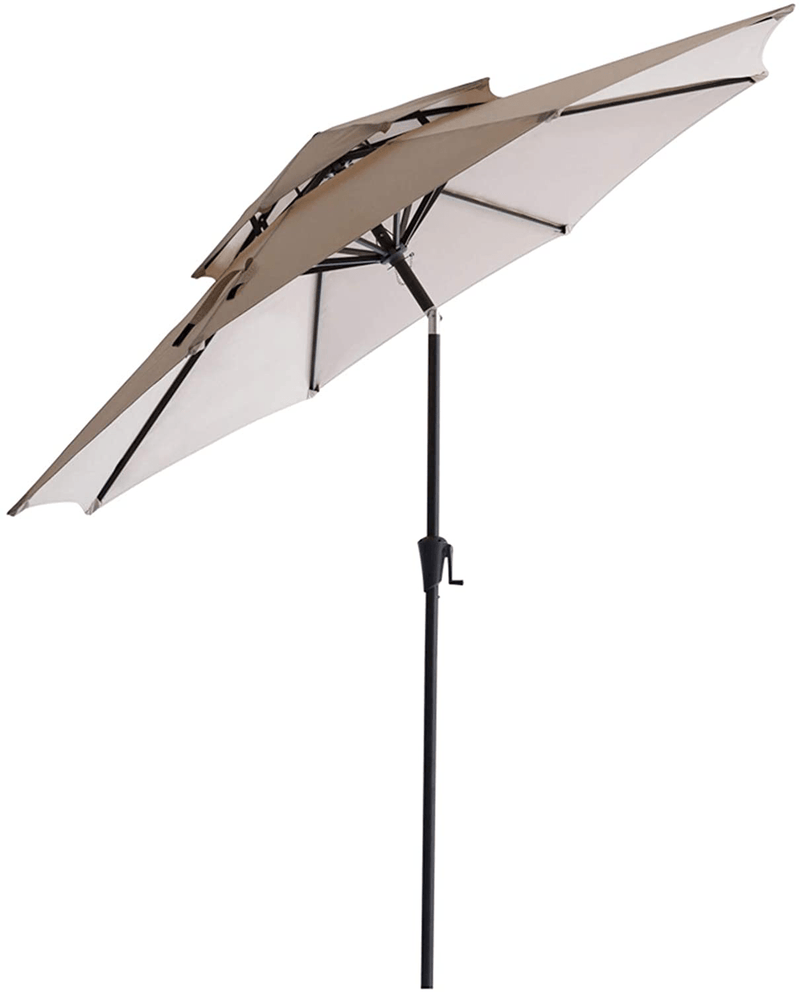 C-Hopetree 10 ft Diameter Outdoor Patio Table Market Umbrella with Push Button Tilt, Taupe Home & Garden > Lawn & Garden > Outdoor Living > Outdoor Umbrella & Sunshade Accessories C-Hopetree Beige 9' 
