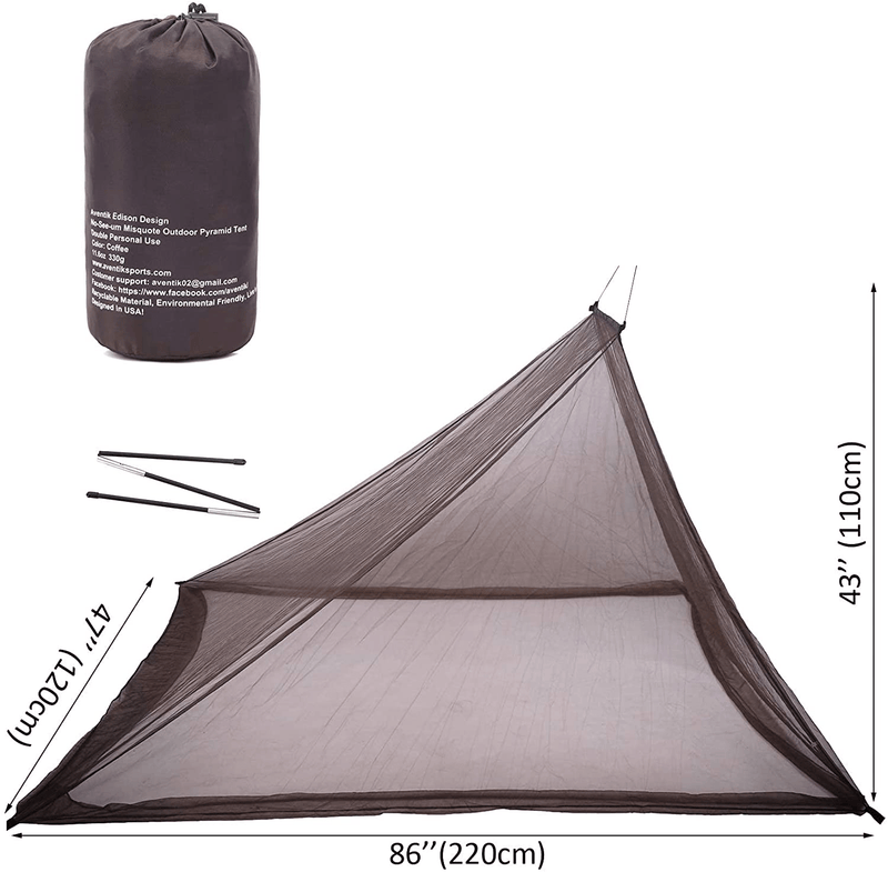 C No-See-Um Mosquito Net for Camping Bed Compact and Ultra-Light for Travel Outdoor Netting Cover Lightweight Mesh 2 Colors, Light Gray Color & Coffee Color Sporting Goods > Outdoor Recreation > Camping & Hiking > Mosquito Nets & Insect Screens Aventik Edison Design   