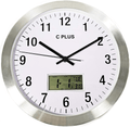 C Plus Wall Clock Non Ticking Silent Battery Operated 12 Inch Quiet Sweep Quartz Movement Modern Home Decor with Temperature Date Time Week Large Numbers Easy to Read Round Room Thermometer Silver Home & Garden > Decor > Clocks > Wall Clocks C Plus Silver  