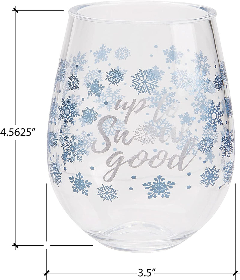 C.R. Gibson QWG2O-22632 up to Snow Good Acrylic Stemless Wineglass for Christmas Parties and Celebrations, 12 Fl. Oz.