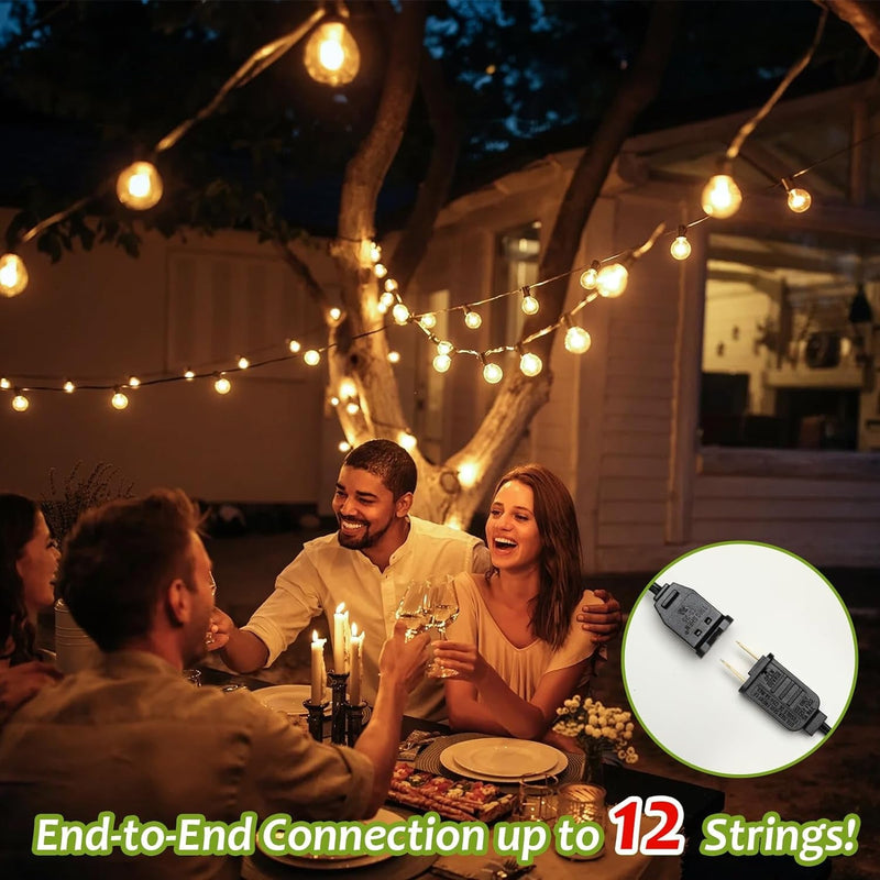 120FT Outdoor String Lights, Waterproof outside Patio String Lights with 62 Shatterproof Dimmable G40 LED Globe Bulbs, Connectable Hanging Lights for Porch Backyard Garden House Party Wedding Bistro