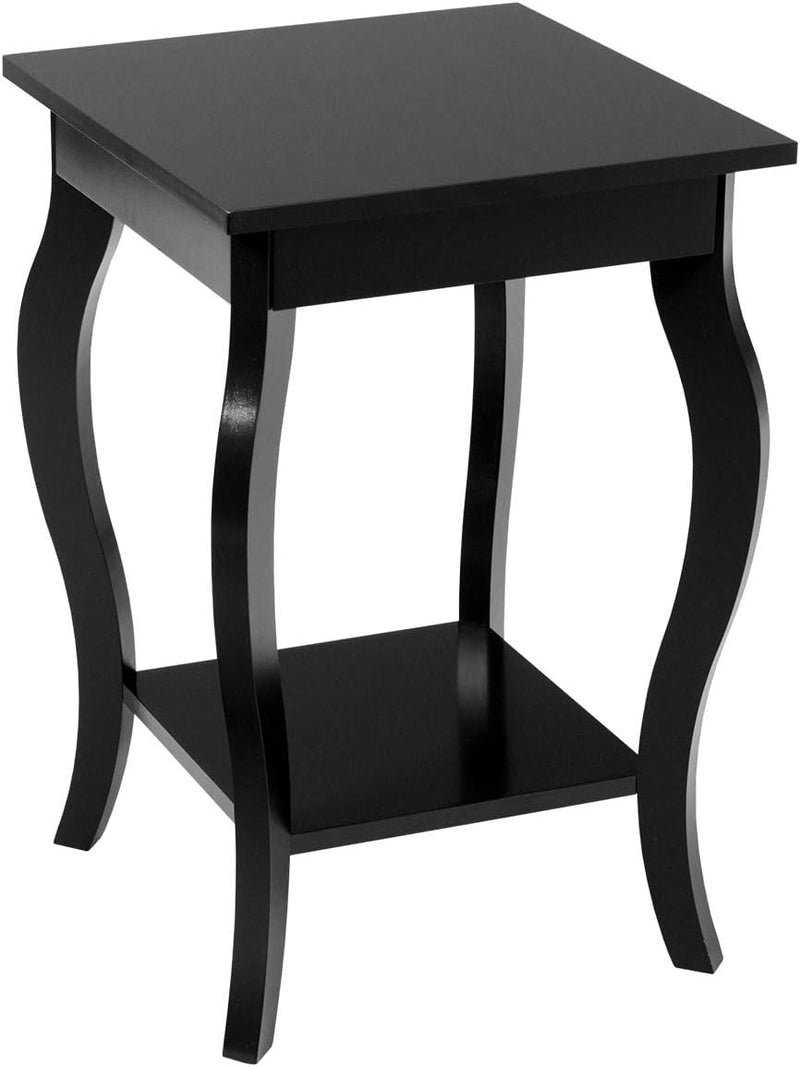 Giantex End Table 16" W/Storage & Shelf Curved Legs Home Furniture for Living Room Accent Sofa Side Table Nightstand (1, Black)