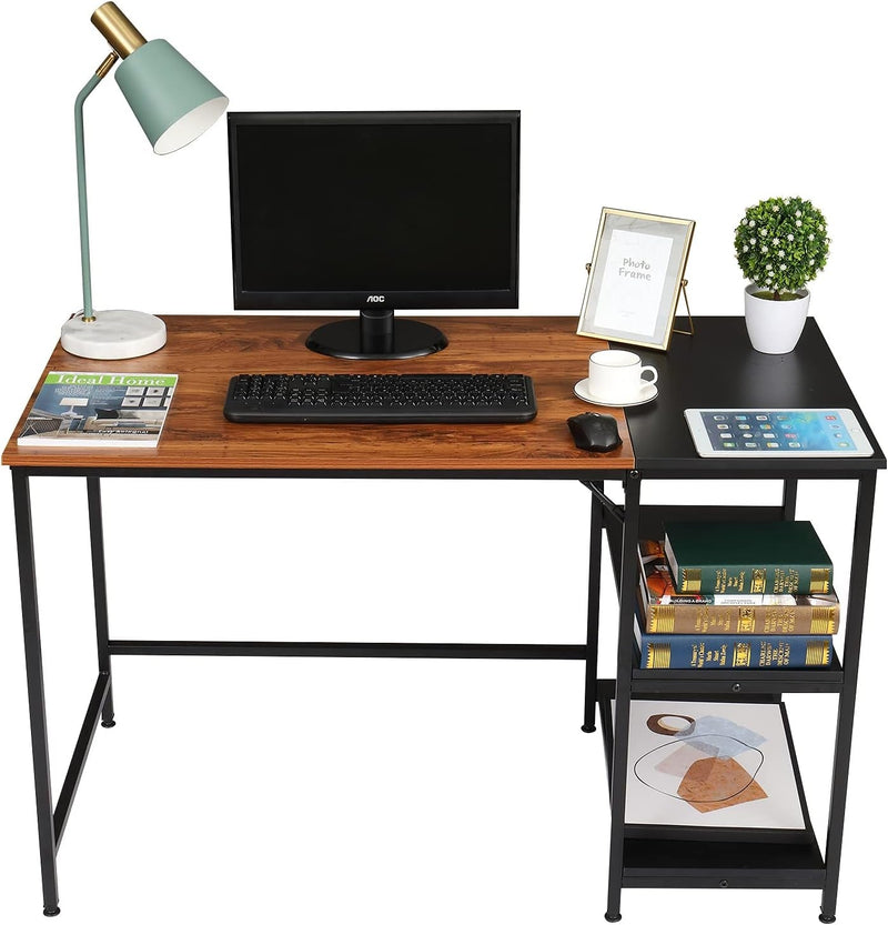 120CM Gaming Computer Desk Computer Table Gaming Desk Metal Home Office Desk with Storage Shelves Study Writing Workstation Home Office Workspace