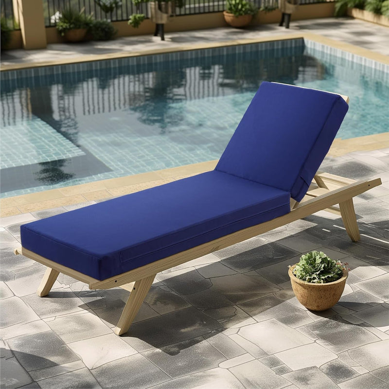 Codi Lounge Chair Cushion, Outdoor Chaise Cushions for Pool, Double Waterproof Fabric, 70 X 22.5 X 3.5 Inch Midnight Blue