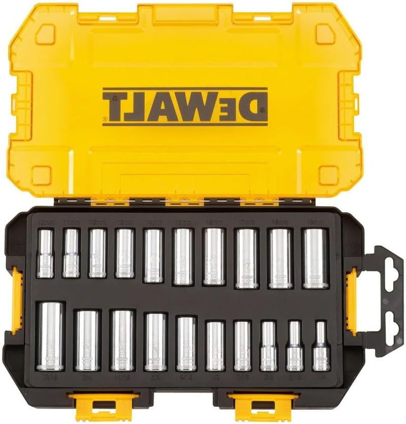 DEWALT DWMT73812 Tool Kit 3/8'' Drive Deep Socket Set, 20 Piece