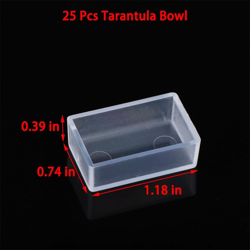 25 Pcs Tarantula Micro Water Bowl, Mini Plastic Dish Tiny Reptile Bowl for Spider Tarantula Millipede Insect (Transparent)