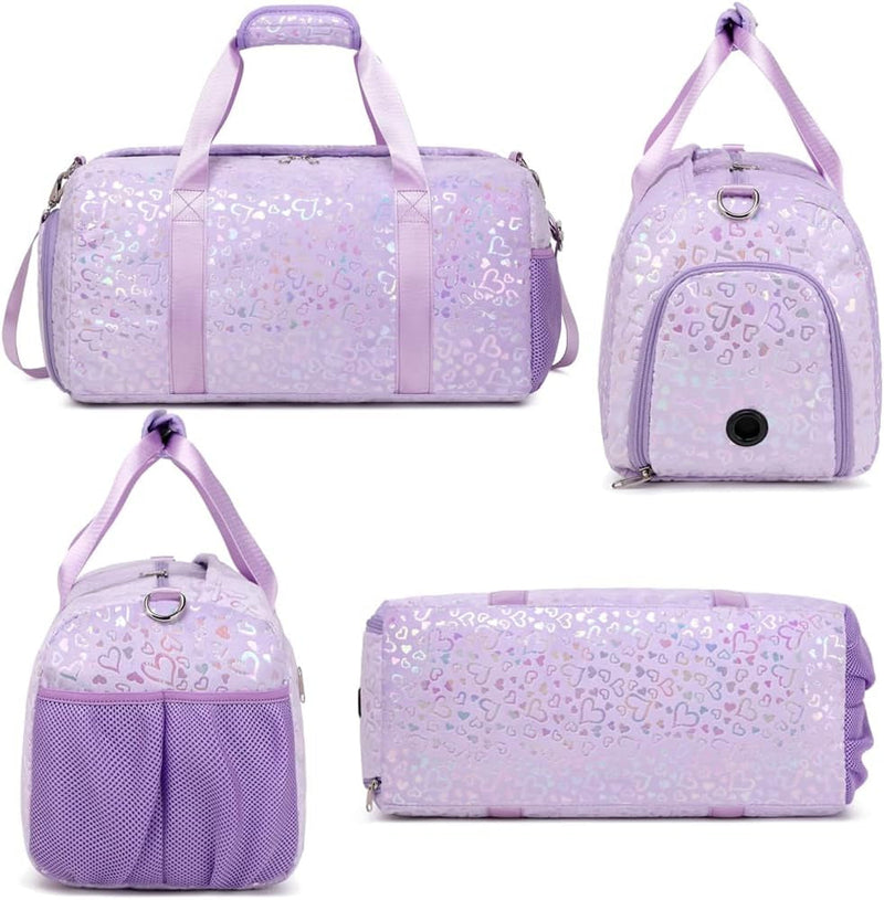 Duffel Bag for Girls Fluffy Dance Bag for Girls Ballet Bag Girls Sports Gym Bag Water Resistant Travel Duffle Bags with Shoes Compartment