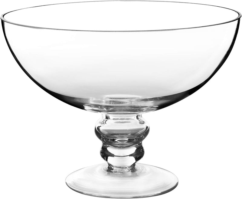 CYS EXCEL Glass Decorative Footed Bowl (H:4.5" D:12") | Fruit Display Bowl | Terrarium Bowl | Compote Vase Kitchen Table Centerpiece | Footed Pedestal Bowl