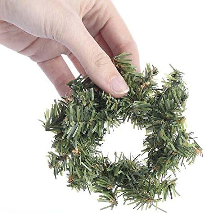 Factory Direct Craft Pack of 24 Mini Canadian Pine Wreaths - Small Artificial Pine Christmas Wreaths for DIY Ornaments, Taper Candle Rings and Holiday Decorations (3 Inch)