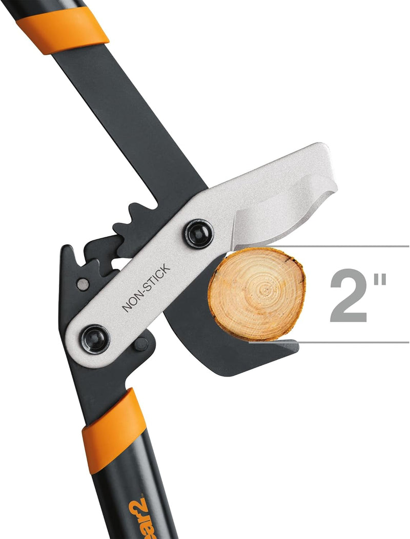 Fiskars 32" Loppers for Tree Trimming, Heavy Duty, Non-Stick Sharp Bypass Steel Blade, Branch Cutter up to 2-Inch Diameter Cut Capacity, Powergear2 Design with Compound Action for 3X Power