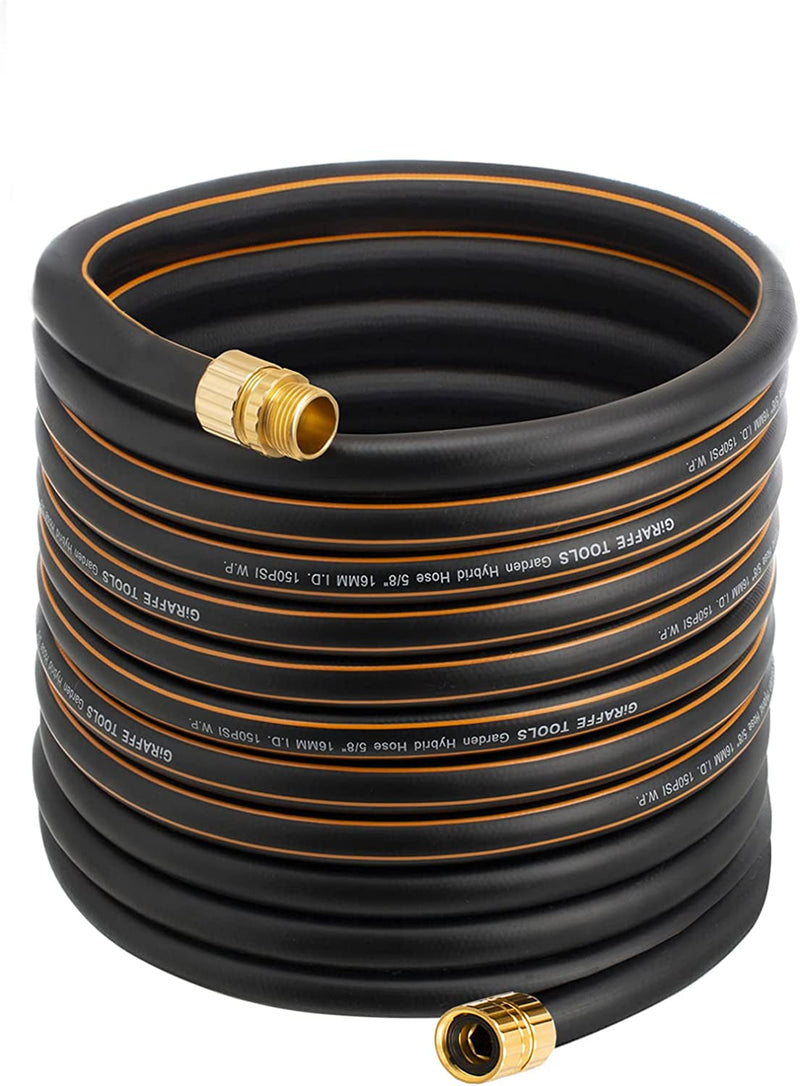 Giraffe Tools Leader Hose 5/8" X 4Ft, Custom Length, No Kink, Flexible, Leakproof Water Hose, Double Female Fittings, 600 Burst PSI, 4Ft, Black Orange