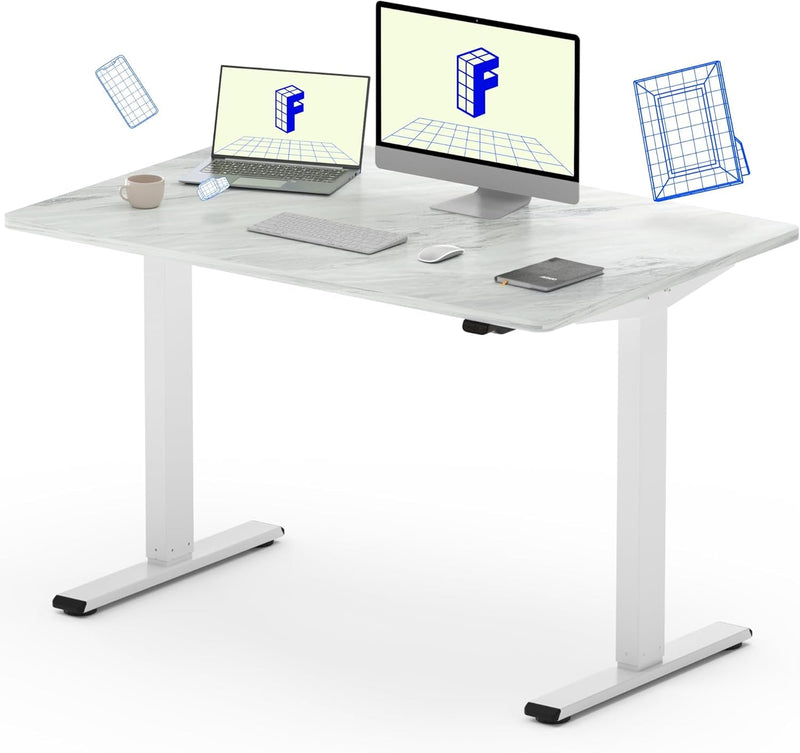 FLEXISPOT EC1 Essential Adjustable Desk, Electric Standing Desk Sit Stand Desk (48X24 Inch, Gray Frame+Marble Grey)