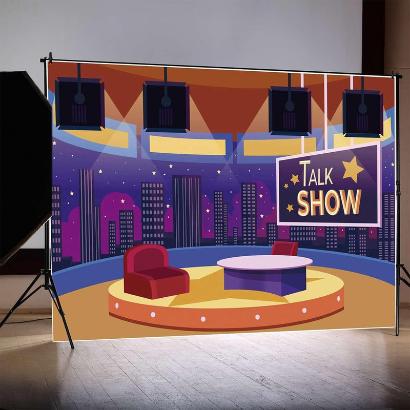 10X6.5Ft Direct Broadcasting Room TV Video Wall Photo Studio Background Teletorium Got Talk Talent Show Backdrop Children Birthday Graduation School Party Decoration Photography Back Drop