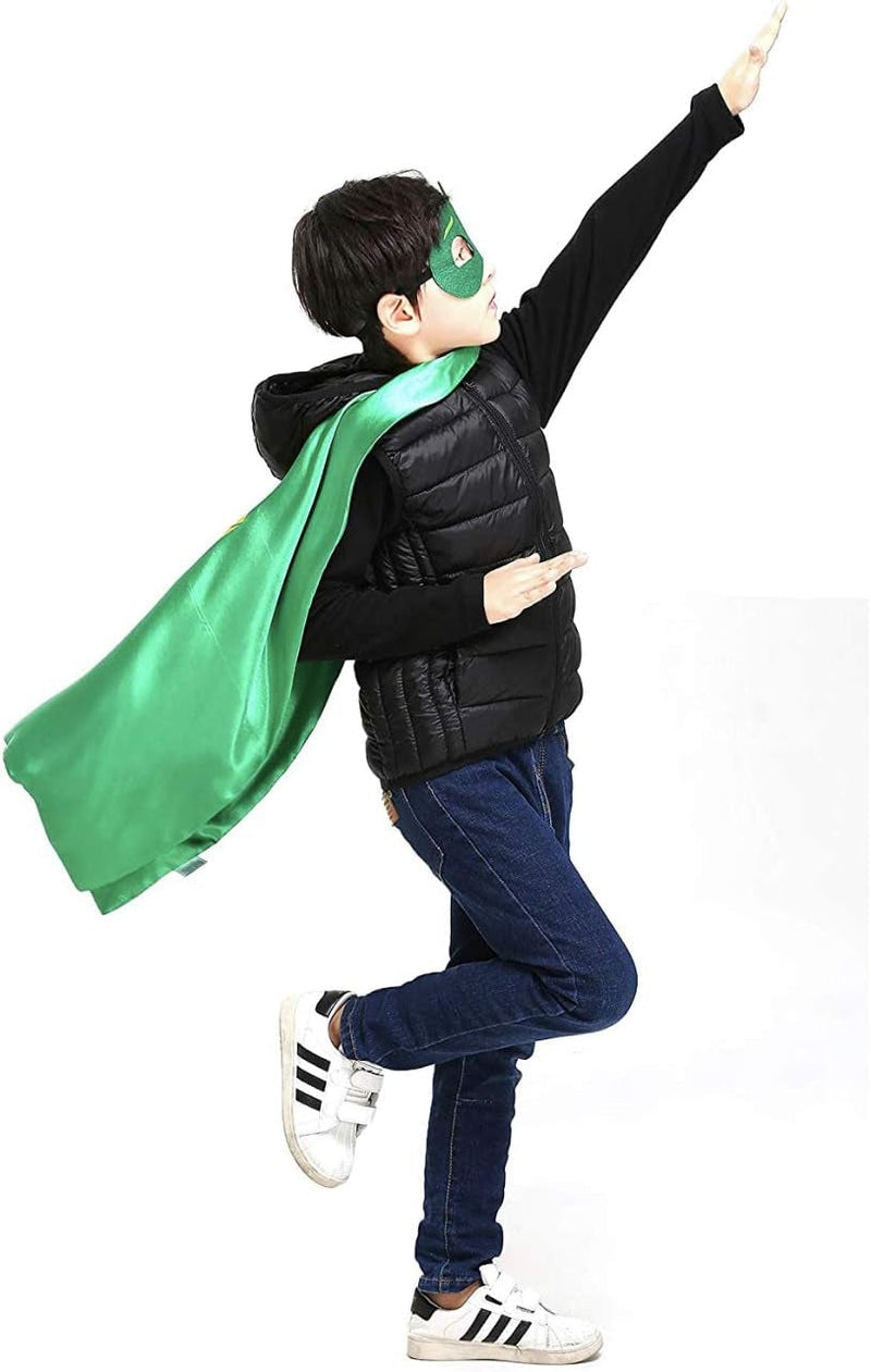 Bulk Superhero Capes for Kids - Satin Capes and Felt Masks with Embodied Three Bracelets for Boys and Girls Superhero Toys Costume 2-12 Year for Boys Party Gifts P-J