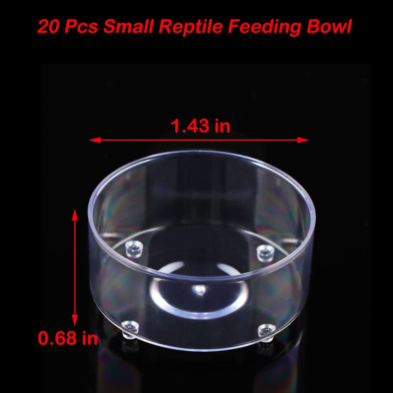 20 Pcs Small Reptile Feeding Bowl Plastic Water Bowl Food Dish for Spider Tarantula Small Reptile Lizard Gecko (Small: 1.43" D, 0.68" H)