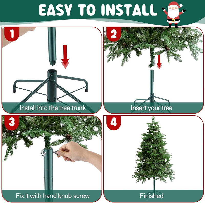 14.8" Christmas Tree Height Extender with 3 Fixing Screws, Fits 0.5-1.25 Inch Tree Poles, Make Christmas Tree Taller for 4.5 Ft to 7.5Ft Artificial Trees, Seasonal Indoor Decor (Green)