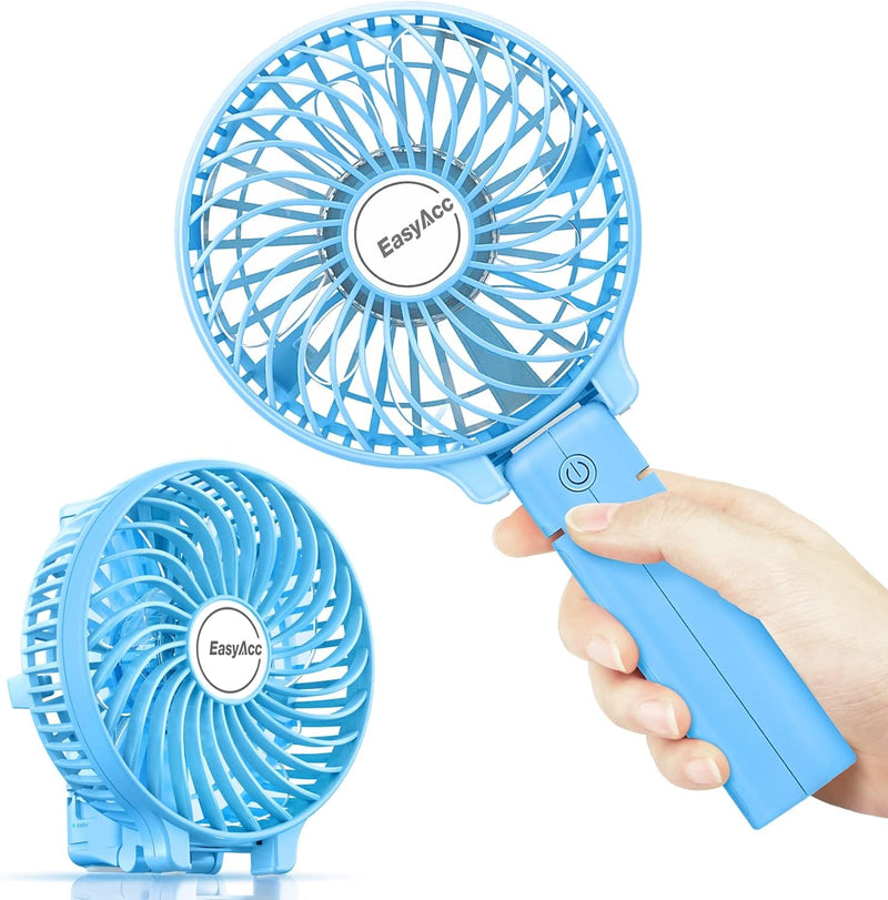 Easyacc Handheld Fan, 2023 4Th New 5000 Battery Operated Desk Fan [ 4 Speed 20 Hours Quiet Powerful Hand Fan ] Power Indicator/One Touch Power off Foldable Personal Fan for Travel Office Outdoor