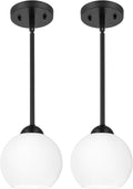 Emak 7 Inch Black Pendant Lights for Kitchen Island, Globe Pendant Light Fixture with Clear Glass Shade, 1-Light Hanging Light Fixtures for Kitchen, Bathroom, Bedroom, Hallway, PL119-BK