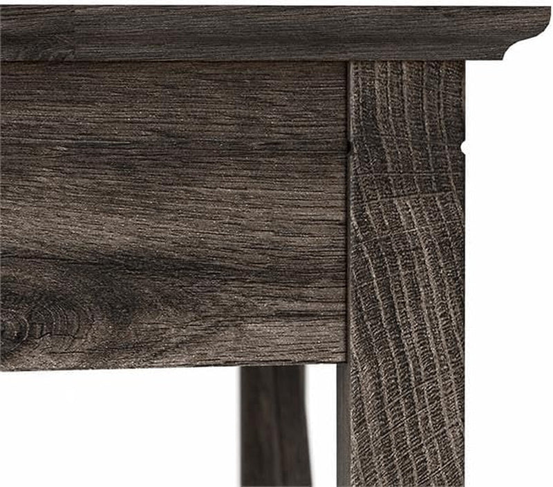 Atlin Designs L Shaped Farmhouse Wood Desk in Dark Gray Hickory