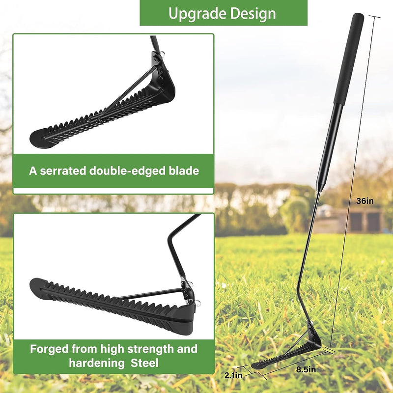 DACK 36" Grass Whip with Double-Edged Serrated Blade, Manual Weed Whacker, Swing Blade Grass Cutter & Weed Sling Blade for Tall Grass and Overgrown Weeds in Yard Ditches Forests and Fields