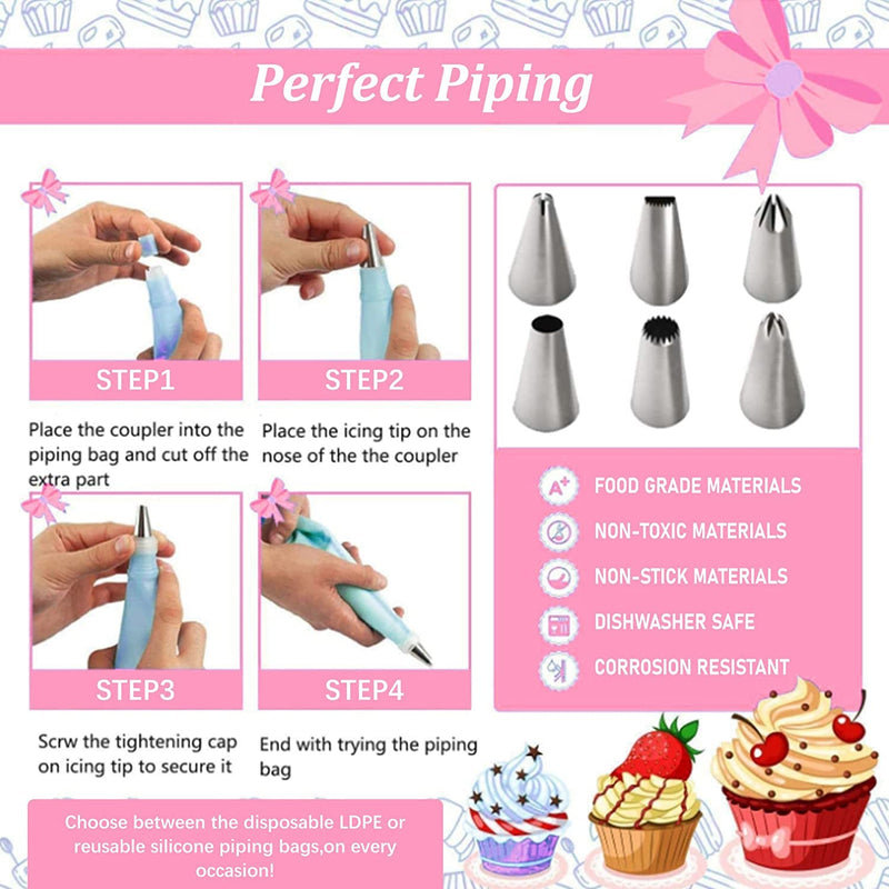 Cake Decorating Kit,Piping Bags and Tips Set,Cake Decorating Supplies,Frosting Piping Kit,Cake Baking Supplies for Beginners (255PCS)