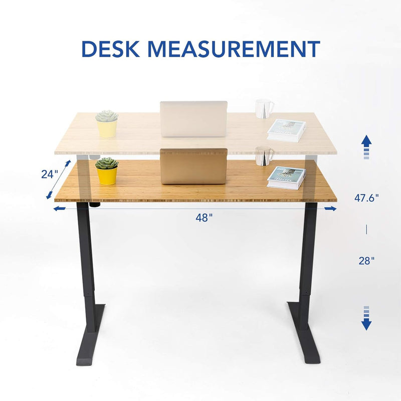 FLEXISPOT Adjustable Desk, Electric Standing Desk Sit Stand Desk, 48 X 24 Whole-Piece Bamboo Desk Top Home Office Table Stand up Desk(Ec1 Classic Black Frame+Rectangular Top 2 Packages)