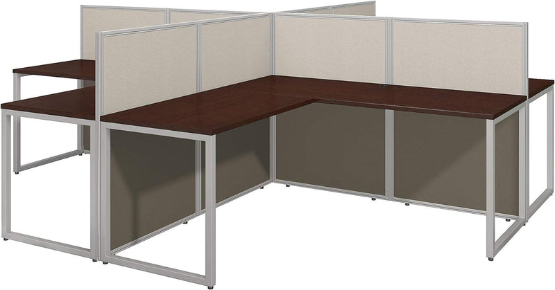 Bush Business Furniture Easy Office 4 Person L Shaped Cubicle Desk Workstation, 60W X 45H, Pure White