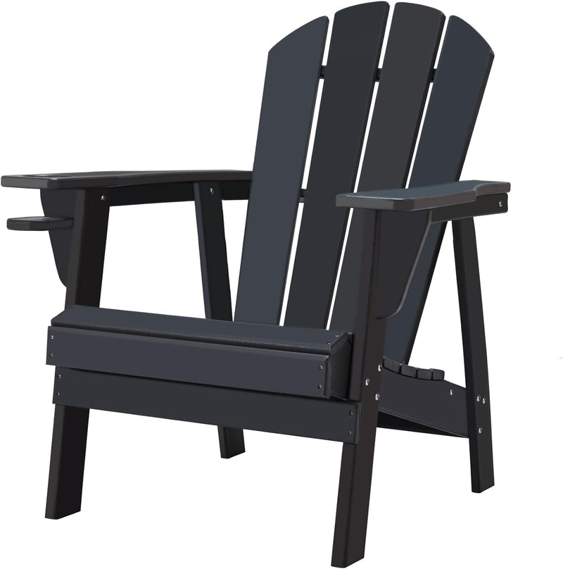 Adirondack Chairs, HDPE All-Weather Adirondack Chair, Fire Pit Chairs (1, Black)