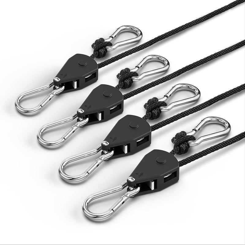 Fondwell 1/8" Rope Tie Downs Ratchet: Grow Light Hangers Adjustable - Mini Ratchet Straps for Various Hanging and Strapping