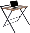 Furniturer 31,9 Zoll Klappschreibtisch mit 2 Ebenen, klappbarer Schreibtischaufbau spart Platz für das Arbeitszimmer im Homeoffice, Metallrahmen/Holzplatte, Laptoptisch, Computertisch, Industriebraun