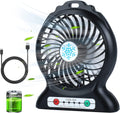 Desk Fan Rechargeable, Mini Portable Fan,3 Speeds Desktop Table Cooling Fan, LED Light, Quiet Personal Fan for Home, Office, Camping, Outdoor, Travel, Indoor