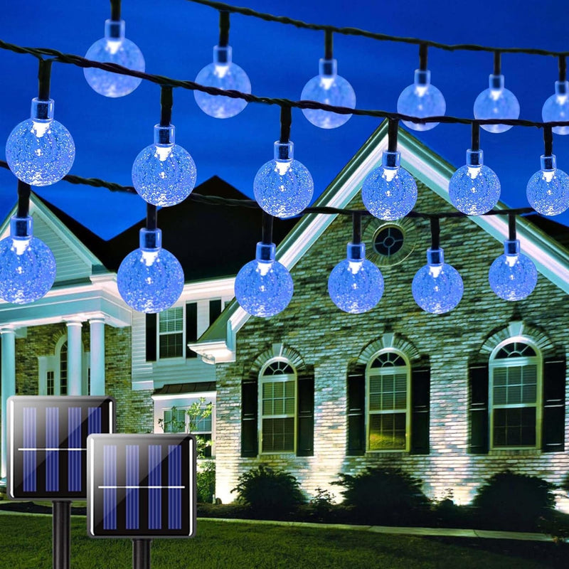 2-Pack 52FT 80 LED Solar String Lights Outdoor, Crystal Globe Solar Lights Outdoor Waterproof with 8 Lighting Modes for Tree Garden Patio Balcony outside Yard Party Wedding Decorations (Warm White)
