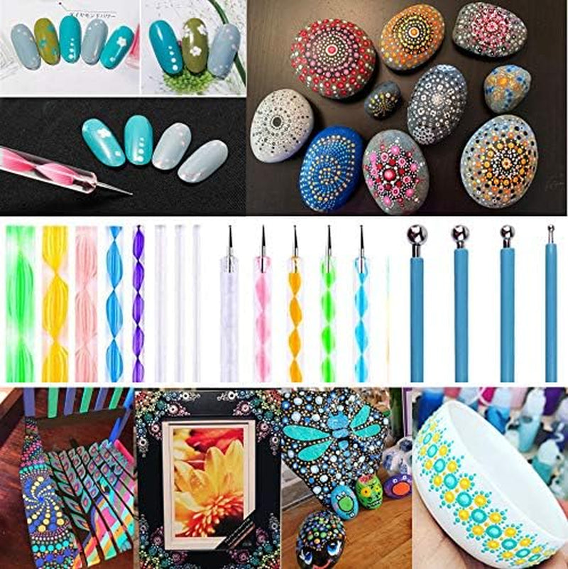 19PCS Mandala Dotting Tools Set with a Zipper Storage Bag for Painting Rocks, Abenkle Mandala Stencil Ball Stylus Paint Tray Set