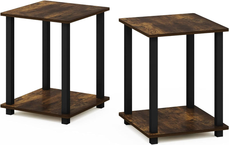 Furinno Simplistic Set of 2 End Table, 2-Pack, Amber Pine/Black