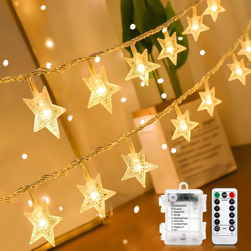 ANJAYLIA 20 LED Star String Lights 10 FT Fairy Christmas Lights Battery Operated for Indoor & Outdoor, Party, Wedding and Holiday Decorations Warm White