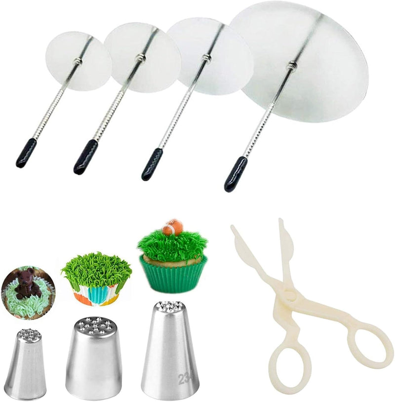 Cake Decorating Tool Kit, 7Pcs Stainless Steel Icing Piping Nozzle Tips, 4Pcs Cake Flower Nail and 1 Flower Lifters for Cake Fondant Cupcake