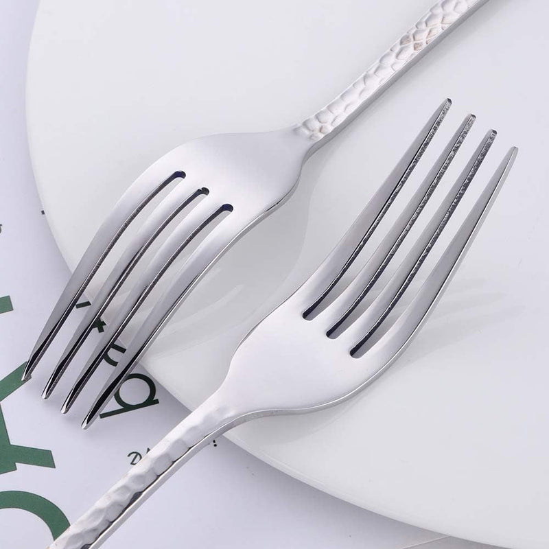 Dinner Fork Dessert Salad Forks 8-Inch Big Forks BUY&USE Stainless Steel Hammered Surface Silverware Set of 12 Pieces for Home Hotel Restaurant