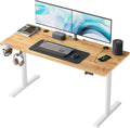 Cubicubi Height Adjustable Electric Standing Desk, 55 X 24 Inches Stand up Table, Sit Stand Home Office Desk with Splice Board, White Frame/White Top