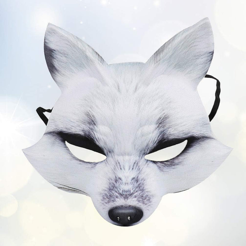 AMOSFUN Halloween Fox Half Mask Cosplay Animal Face Mask Realistic EVA Party Mask for Halloween Cosplay Costume Accessory (White)