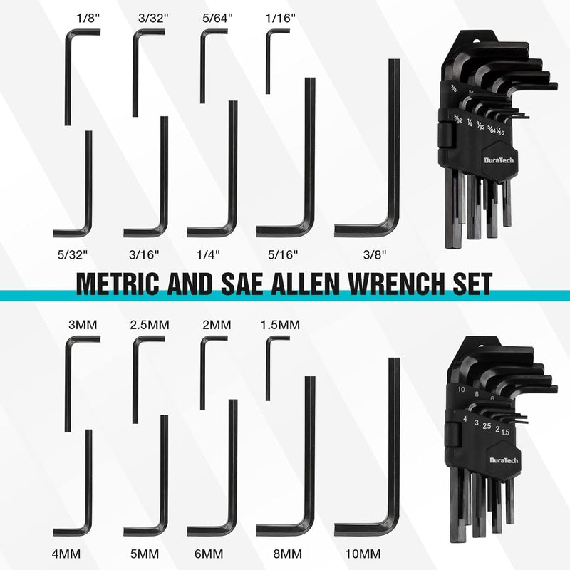 DURATECH 121-Piece Mechanics Tool Kits, Include Sae/Metric Sockets Set, 72-Tooth Drive Ratchet, 40-In-1 Magnetic Screwdriver, and Hex Keys with Carrying Tool Box for Auto Repair