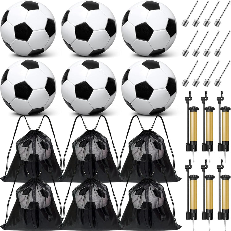 6 Pack Operation Christmas Deflated Soccer Ball with Pump for Child,Items Bulk Deals Soccer Balls,Classic Soccer Balls Size 5 with Mesh Sport Bag Pump Needle