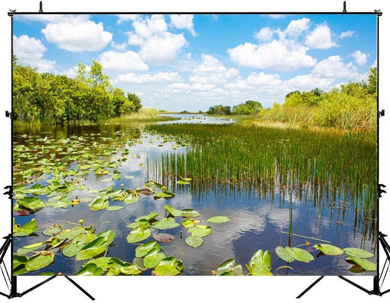 Florida Wetland Airboat Ride at Everglades National Park Photography Backdrop Photographer Portrait Banner Photo Studio Photobooth Prop Photography Background Decoration Supplies 7×5Ft