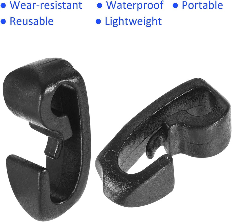 30 Pack Plastic Camping Hooks - Camping Hook Buckles Durable Tent Awning Hole Clip Accessories, Apply to Camping Hiking (4Mm, Black)