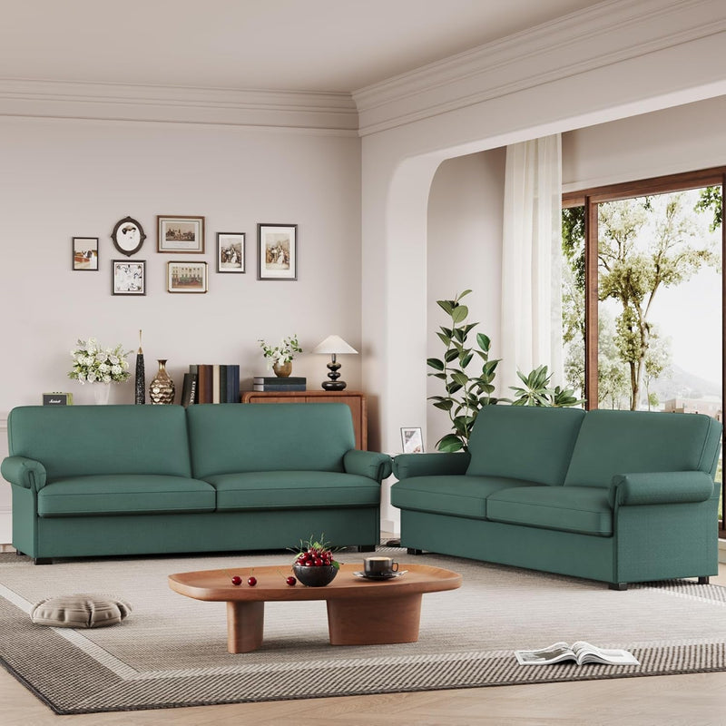 FOTOSOK 71” Sofa, Comfy Sofa Couch with Deep Seats, Loveseat Sofa, Modern Sofa Couches for Living Room, Bedroom, Apartment, Green