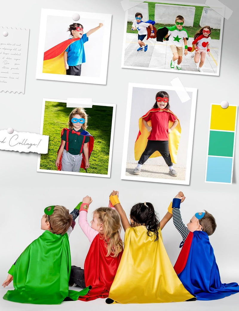 Double-Sided Superhero Capes and Masks for Kids - Perfect for Christmas, Halloween, Cosplay, and Parties