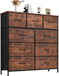 ANTONIA Dresser for Bedroom with 9 Fabric Drawers, Tall Chest Organizer Units for Clothing, Closet, Kidsroom, Storage Tower with Cabinet, Metal Frame, Wooden Top, Lightweight Nursery Furniture, Black