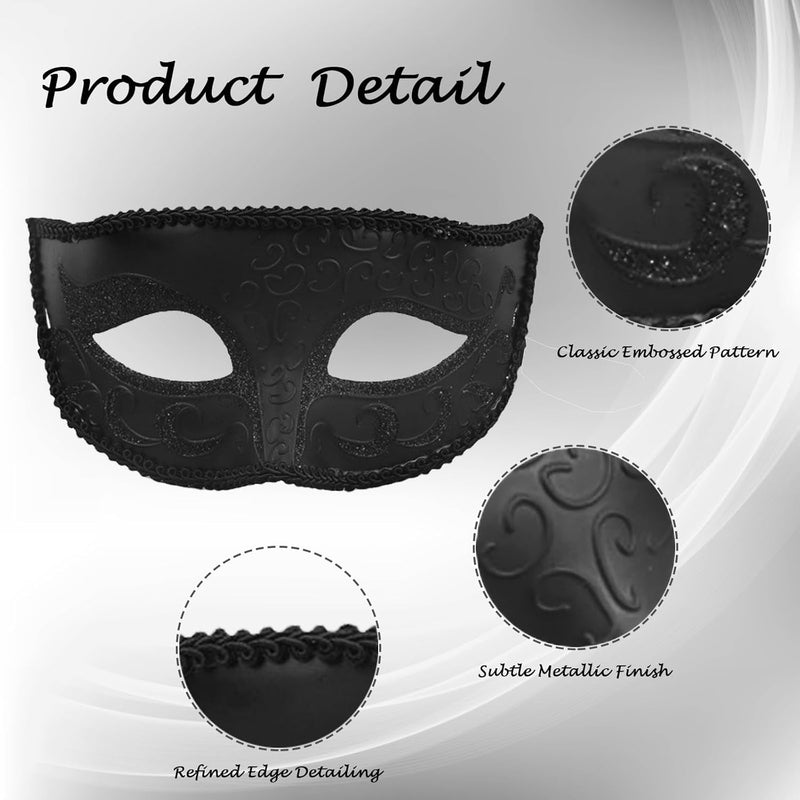 2 Pack Couple Masquerade Masks, Venetian Party Eye Mask Classic Mardi Gras Mask for Couples Women Men