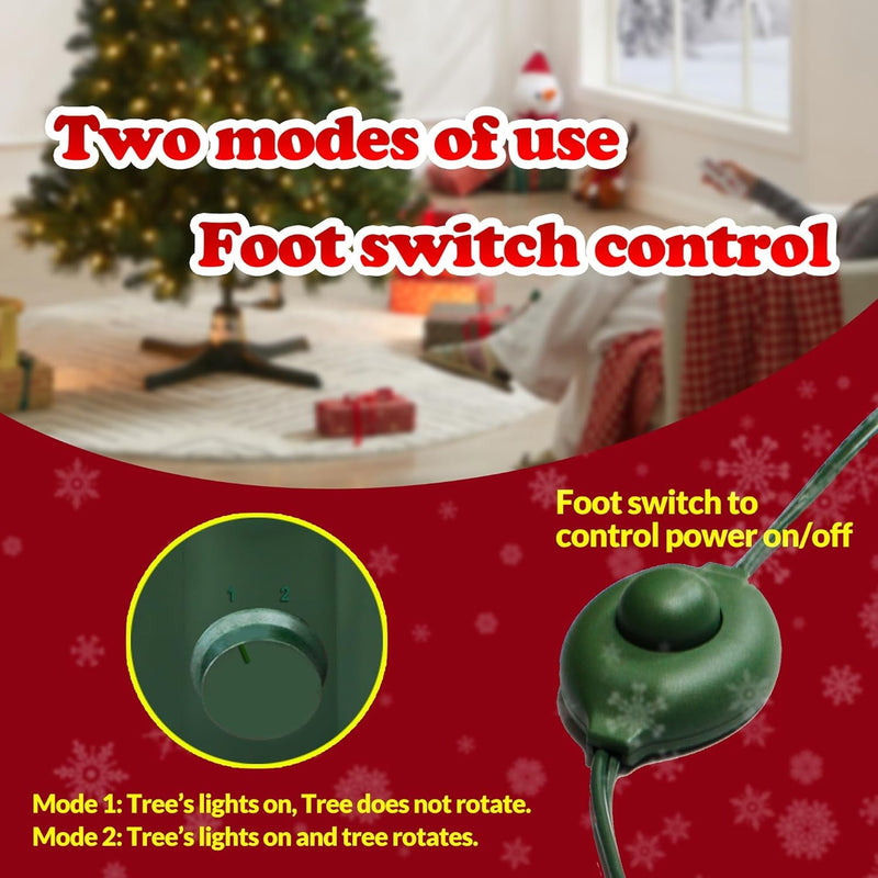 GREATDAY Electric 360-Degree Rotating Tree Stand with Foot Switch,Up to 7.5Ft and 80 Pounds Artificial Tree,With 3 Settings Trunk Diameter