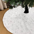 AISENO 48 Inch Christmas Tree Skirt Faux Fur with Cable Knit Knitted Thick Decoration for Merry Christmas Decorations