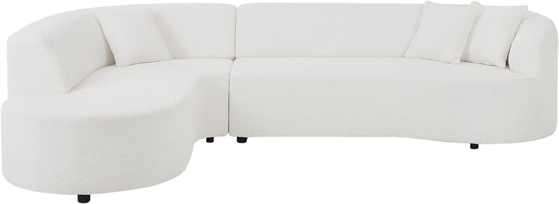 120.07'' Modern Sofa Curved Sofa & Couch for Living Room L-Shape Couch Luxury Sectional Sofa Oversized Minimalist Style Comfy Couch Sleeper Apartment Reception Space Left Chaise White